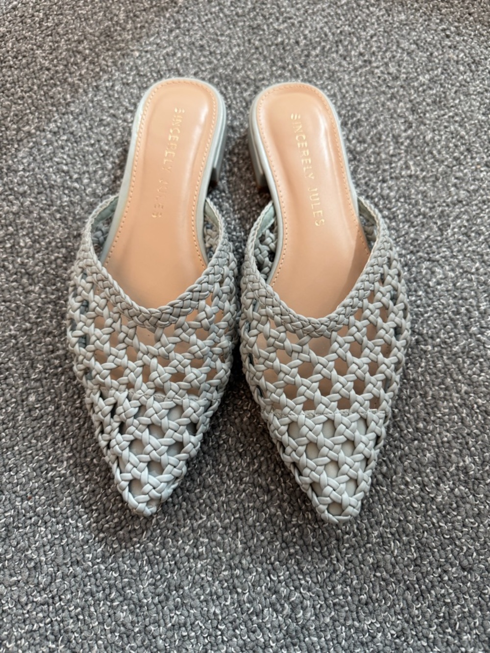 Sincerely Jules Woven Pointed-Toe Mule - Blueish Gray size 7